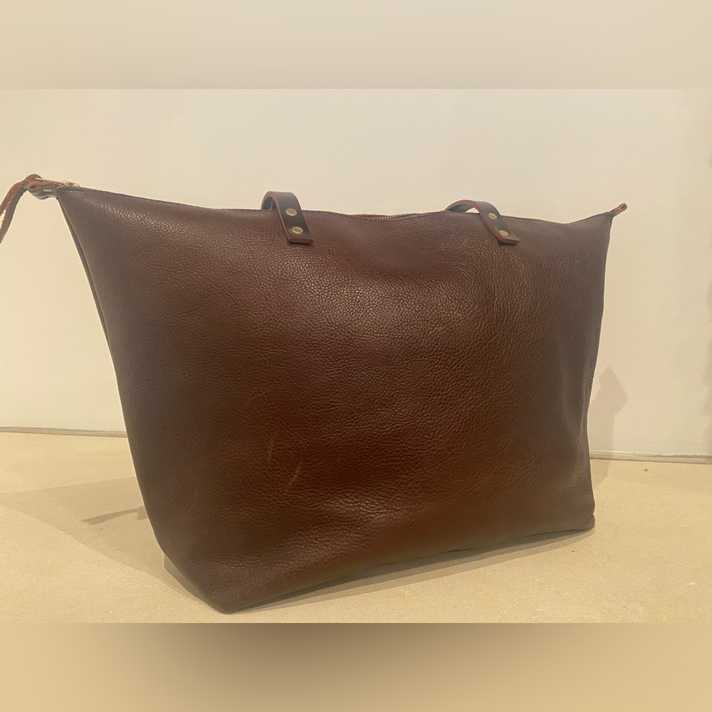 Portland Leather Goods Oversize Brown Leather Tote Bag (Grizzly Color)